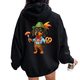Oktoberfest Dachshund Cute Sausage Dog German Kids Women Oversized Hoodie Back Print - Thegiftio UK