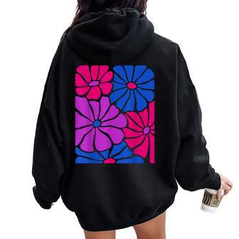Orgullo Bisexual Patrón Floral Bandera Colores Women Oversized Hoodie Back Print - Regaloses