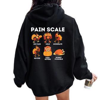 Pain Scale Turkey Nurse Thanksgiving Icu Nurse Women Oversized Hoodie Back Print - Thegiftio UK