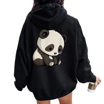 Panda Triste Cartoon Animal Mignon Graphique Anime Kawaii Sweat à capuche oversize pour femme avec imprimé dans le dos - Cadeauxyz