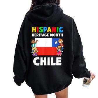 Hispanic Heritage Month Chile Flag Boys Girls Kids Women Oversized Hoodie Back Print - Thegiftio UK