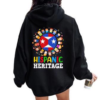 Hispanic Heritage Month Cuban Puerto Rican Flag Boy Girl Women Oversized Hoodie Back Print - Thegiftio UK