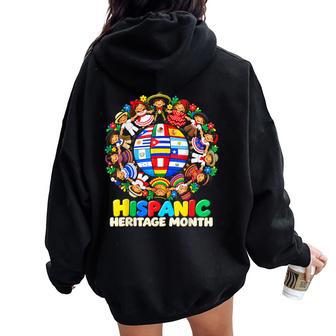 Hispanic Heritage Month Earth Childs Latin Flag Boy Girl Kid Women Oversized Hoodie Back Print - Thegiftio UK