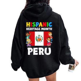 Hispanic Heritage Month Peru Flag Boys Girls Kids Women Oversized Hoodie Back Print - Thegiftio UK