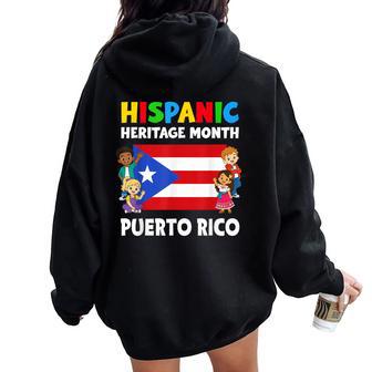 Hispanic Heritage Month Puerto Rico Flag Boys Girls Kids Women Oversized Hoodie Back Print - Thegiftio UK