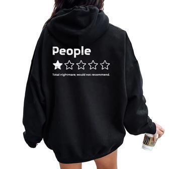 People 1 Star Nightmare Not Recommend Saying Women Women Oversized Hoodie Back Print - Thegiftio UK
