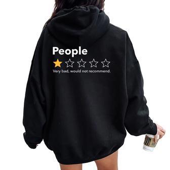 People One Star Would Not Recommend Saying Women Women Oversized Hoodie Back Print - Thegiftio UK