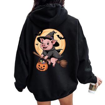 Pig Witch Hat Pumpkin Halloween Costume Kids Women Oversized Hoodie Back Print - Thegiftio UK
