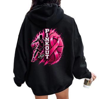 Pink Out Basketball Breast Cancer Awareness Month Women Women Oversized Hoodie Back Print - Thegiftio UK