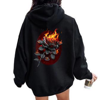 Piral Original – Rose Flamboyante – Rose Gothique Sweat à capuche oversize pour femme avec imprimé dans le dos - Cadeauxyz