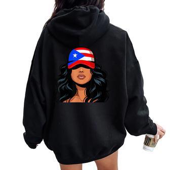 Portoricano Ragazza Puerto Rico Bandiera Orgoglioso Boricua Donne Felpa con cappuccio oversize da donna con stampa posteriore - Novitaregali