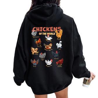 Poulets Du Monde Animaux De La Ferme Sweat à capuche oversize pour femme avec imprimé dans le dos - Cadeauxyz