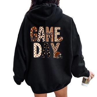 Preppy Game Day Football Mom Mama Touch Down Season Girly Women Oversized Hoodie Back Print | Seseable UK