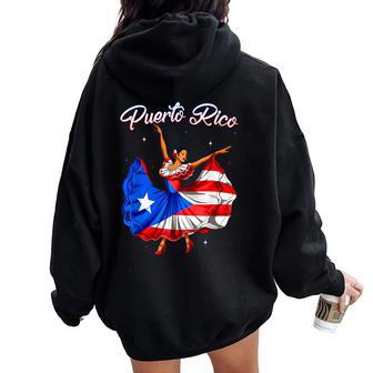 Puerto Rico Girls Boricua Flag Hispanic Heritage Month Women Oversized Hoodie Back Print - Thegiftio UK
