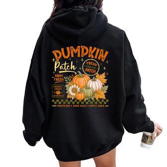 Pumpkin Fall Vibes Farmers Retro Pumpkin Patch Autumn Women Oversized Hoodie Back Print - Thegiftio UK