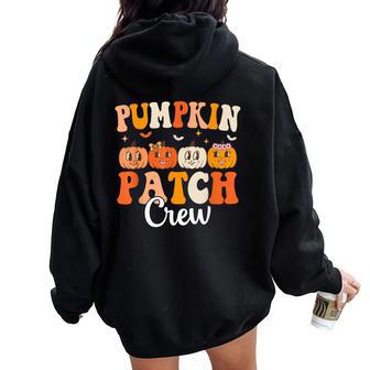 Pumpkin Patch Crew Matching Family Groovy Fall Halloween Women Oversized Hoodie Back Print - Thegiftio UK