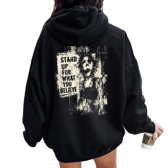Punk Girl Abstract 90S Graffiti Distressed Vintage Women Oversized Hoodie Back Print - Thegiftio UK