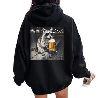 Raccoon Drinking Beer Meme Women Women Oversized Hoodie Back Print | Seseable UK