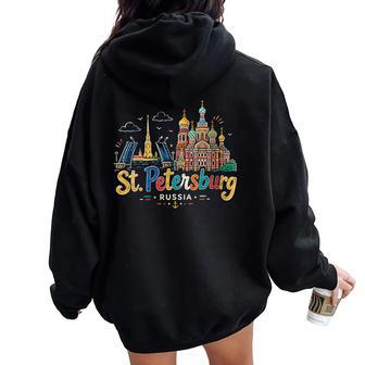 Regalo Deiaje Dean Petersburgo Rusia Dibujado A Mano Cuello Women Oversized Hoodie Back Print - Regaloses