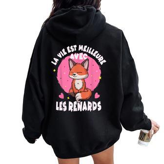 Renard Enfant Filleie Avec Les Renards Sweat à capuche oversize pour femme avec imprimé dans le dos - Cadeauxyz