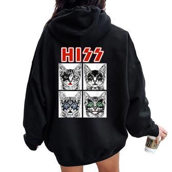 Retro Cat Rock Music Concierto Band Hombres Niños Es Gato Divertido Women Oversized Hoodie Back Print - Regaloses