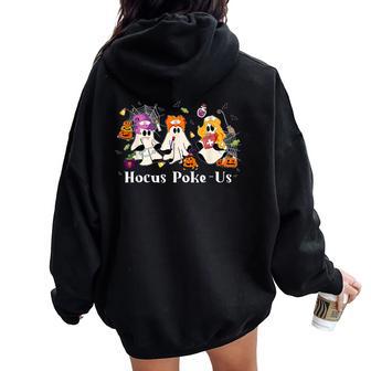 Retro Hocus Poke-Us Spooky Nurse Halloween Cute Ghost Women Oversized Hoodie Back Print - Thegiftio UK