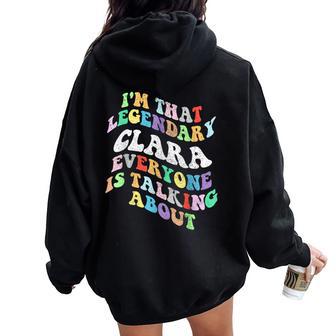 Retro Groovy Clara Nombre Personal Divertido Día De La Madre Women Oversized Hoodie Back Print - Regaloses