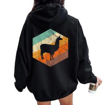 Retro Llamaintage Llama Women Oversized Hoodie Back Print - Regaloses