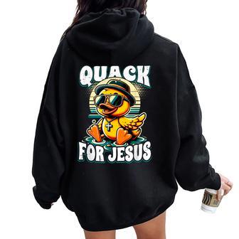Retro Rubber Duck Christian Rubber Ducky Quacks For Jesus Women Oversized Hoodie Back Print - Thegiftio UK