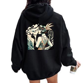 Roaring 20S Flapper Girl Costume Women Oversized Hoodie Back Print - Thegiftio UK