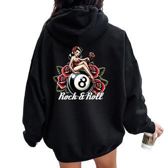 Rockabilly Rockabella Rock & Roll Rockera In Mangas Women Oversized Hoodie Back Print - Regaloses
