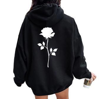 Rosa Rosasilueta Flor Floral Tatuaje Oldschool Women Oversized Hoodie Back Print - Regaloses