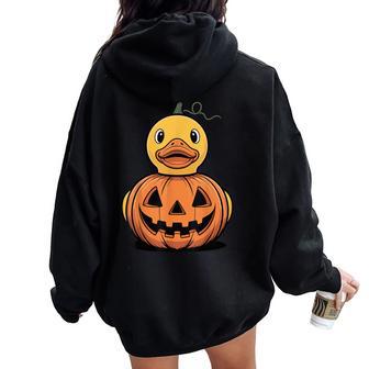 Rubber Duck Pumpkin Halloween Women Oversized Hoodie Back Print - Thegiftio UK