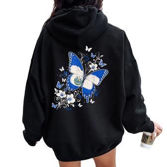 Salvadoran Girl Guanaco Butterfly Salvi El Salvadoran Women Oversized Hoodie Back Print - Thegiftio UK