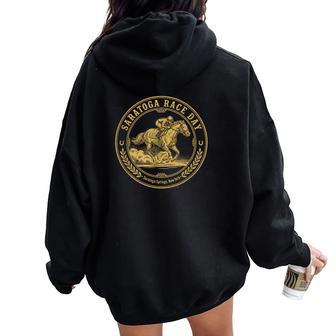Saratoga Springs Track Day Horse Racing Women Oversized Hoodie Back Print - Thegiftio UK