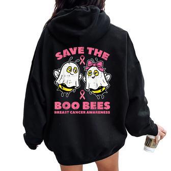 Save The Boo Ghost Bees Breast Cancer Awareness Men Women Oversized Hoodie Back Print - Thegiftio UK