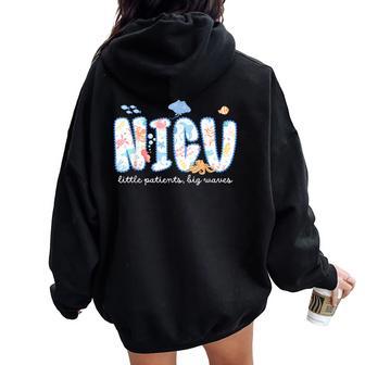 Sea Animals Summer Nicu Neonatal Intensive Care Unit Nurse Women Oversized Hoodie Back Print - Thegiftio UK