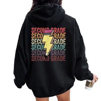 Second Grade Lightning Bolt Pencil 1St Day Of Back To School Women Oversized Hoodie Back Print - Thegiftio UK