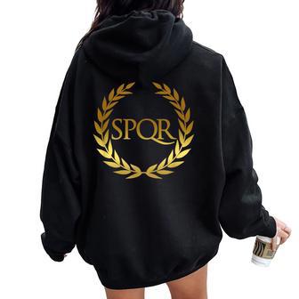 Simbolopqr Dell'impero Romano Felpa con cappuccio oversize da donna con stampa posteriore - Novitaregali