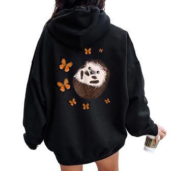 Simpatica Maglietta Con Riccio E Farfalla Riccio Divertente Felpa con cappuccio oversize da donna con stampa posteriore - Novitaregali