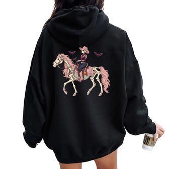 Skeleton Cowgirl Horse Pink Western Halloween Girls Women Oversized Hoodie Back Print | Seseable UK