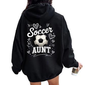 Soccer Aunt Cute Heart Football Game Day Women Oversized Hoodie Back Print - Thegiftio UK
