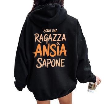 Sono Una Ragazza Ansiaapone Umorismo Ansia Divertente Felpa con cappuccio oversize da donna con stampa posteriore - Novitaregali
