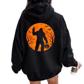 Spooky Halloween Sasquatch Pumpkin Halloween Women Women Oversized Hoodie Back Print - Thegiftio UK