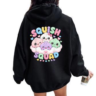 Squish Squad Dumpling Kawaii Pastel Anime Birthday Girl Kids Women Oversized Hoodie Back Print - Thegiftio UK