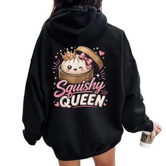 Squishy Queen Dumpling Kawaii Pastel Anime Birthday Girl Women Oversized Hoodie Back Print - Thegiftio UK