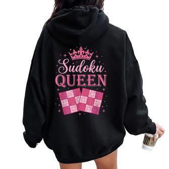 Sudoku Queen Geek Puzzleolver Joueur De Jeu Cérébral Et Fan De Mathématiques Sweat à capuche oversize pour femme avec imprimé dans le dos - Cadeauxyz