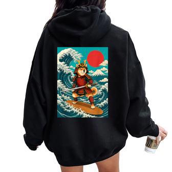 Surfhiba Inuamurai Chien Japonais Papa Chien Maman Sweat à capuche oversize pour femme avec imprimé dans le dos - Cadeauxyz