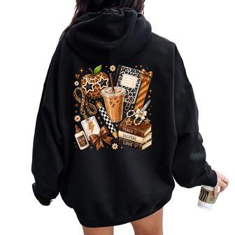Teacher Back To School Supplies Coffee Teach Inspire Love Women Oversized Hoodie Back Print - Thegiftio UK