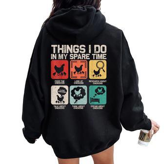 Things I Do In My Spare Time Chicken Farmer Kids N Women Oversized Hoodie Back Print - Thegiftio UK